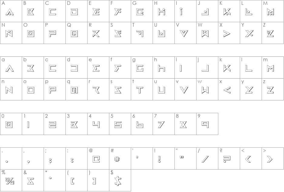 Iron Cobra 3D font character map preview