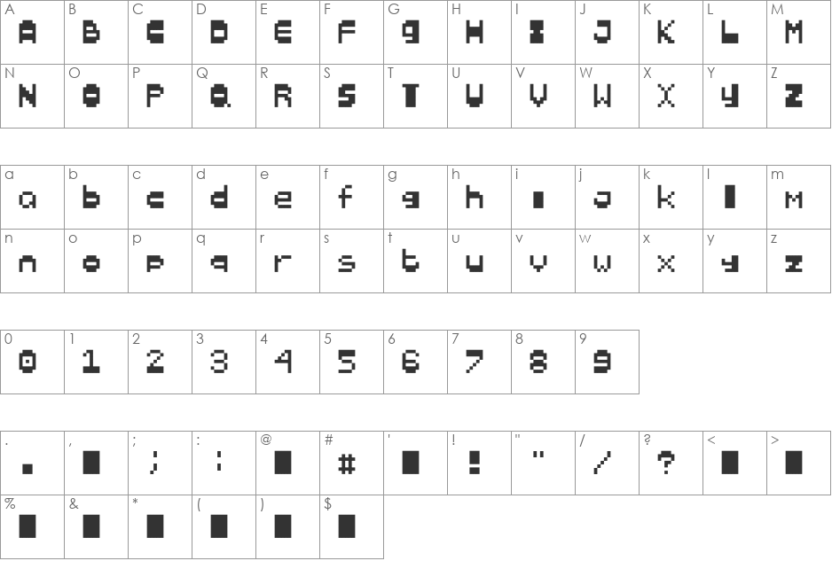 Army of Gawd font character map preview