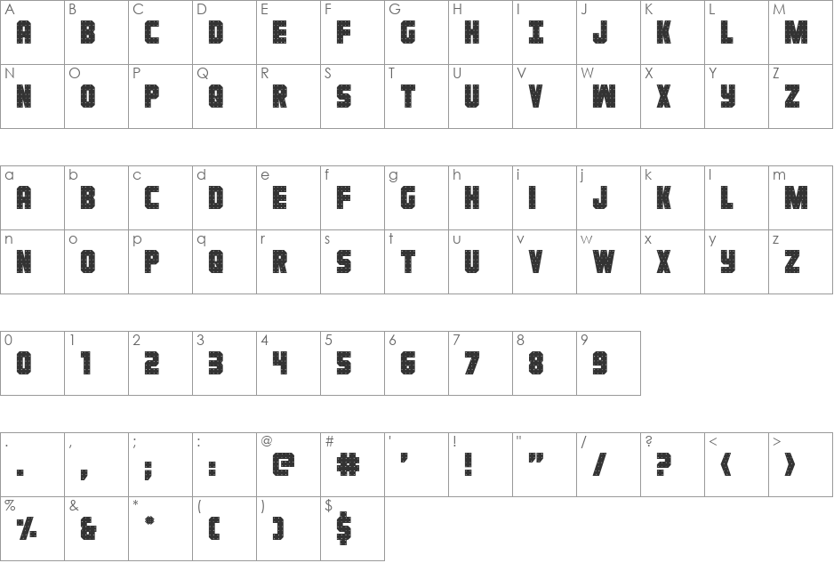 Iron Forge font character map preview