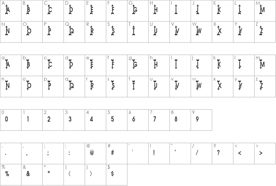AC4-Arrows2 font character map preview