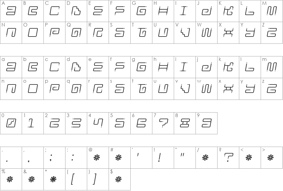 Iron Lounge Dots 2 font character map preview