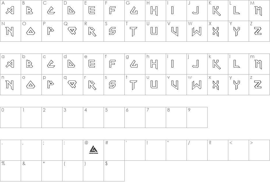 Iron Maiden font character map preview