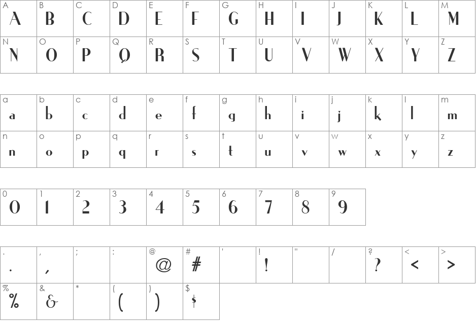 Ironick-Normal font character map preview