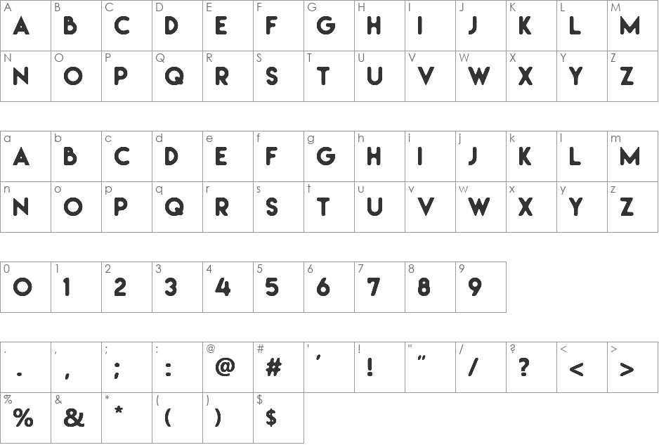 Irresistible font character map preview