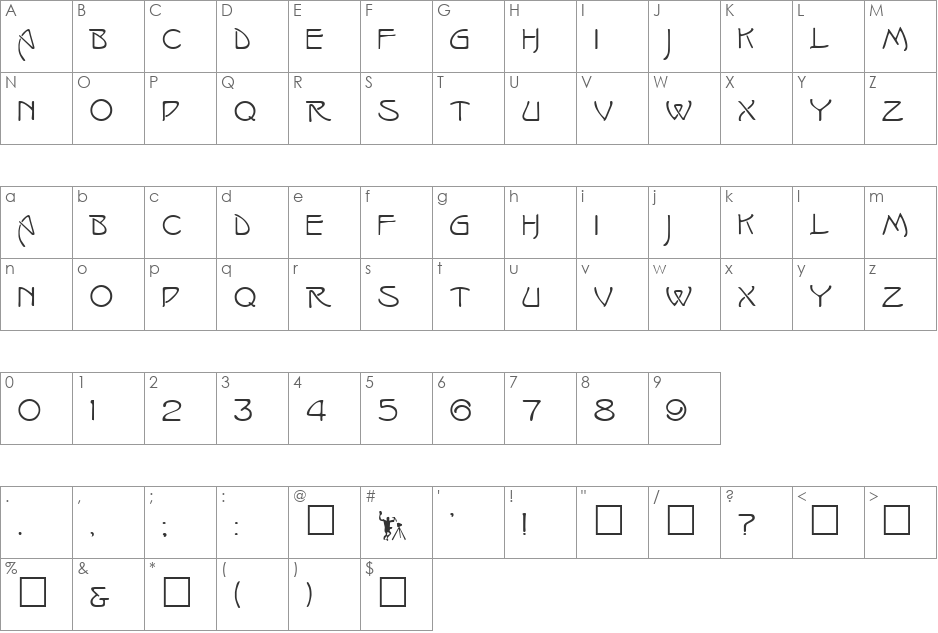 IsadoraCaps font character map preview