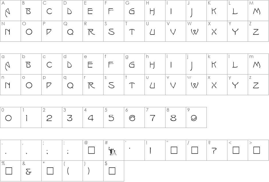 ISHMAEL font character map preview