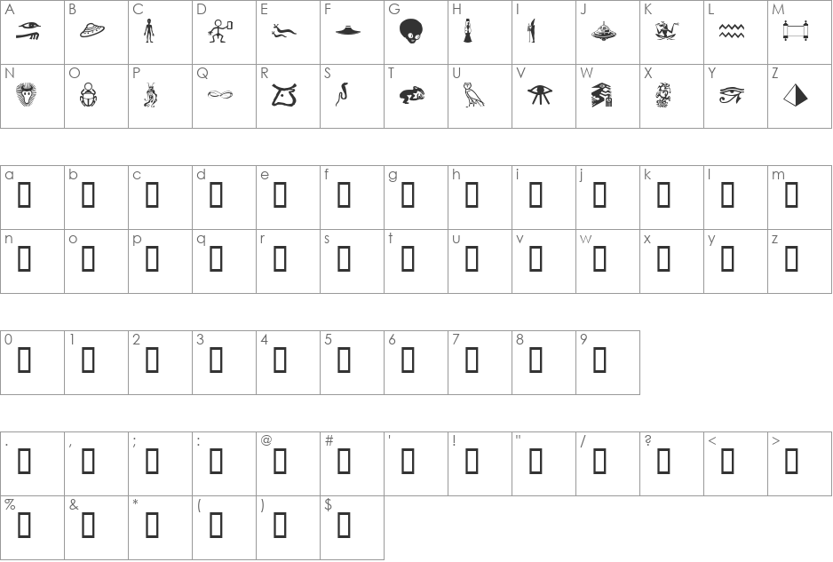IsisDings font character map preview