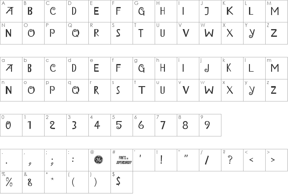 Island of Misfit Toys Alt. font character map preview