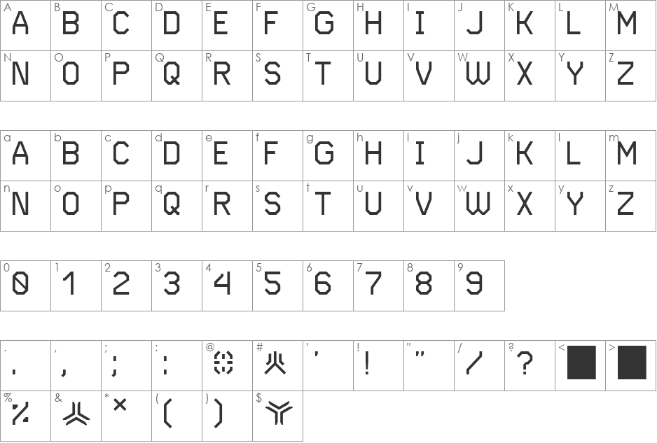 ISL_Andvari font character map preview