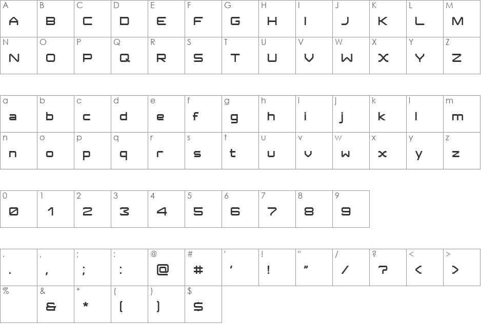 ISL_Jupiter font character map preview