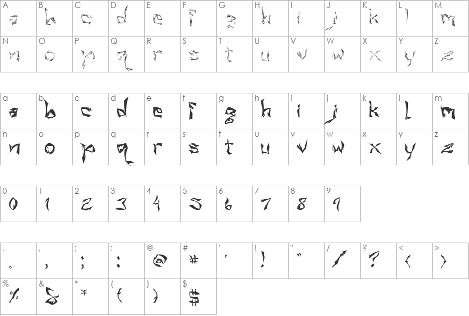 ISL_Villain font character map preview