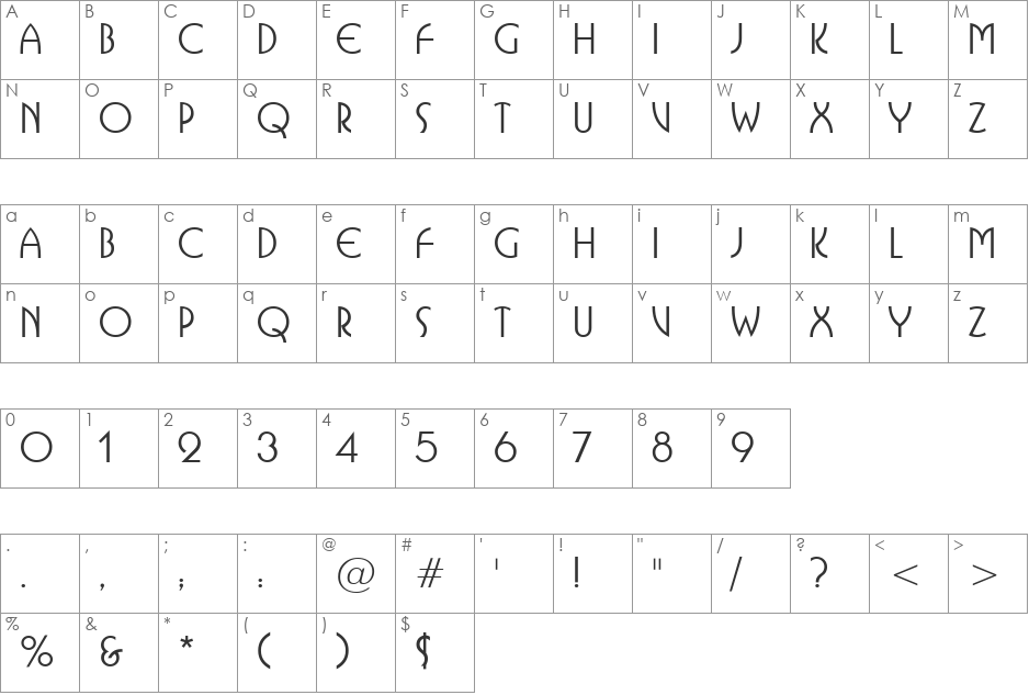 Isolat SSi font character map preview