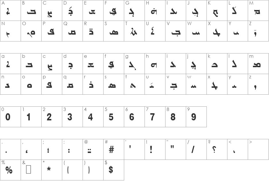 Issa & Giliana Classic font character map preview