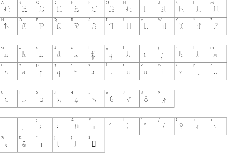 ito font character map preview