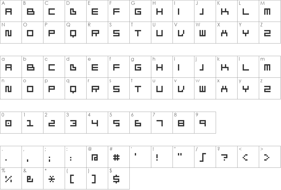 Ivorg font character map preview