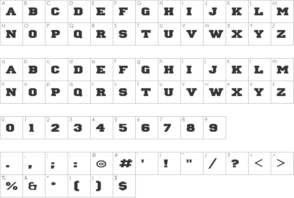 IvyLeagueExtendedSolid font character map preview