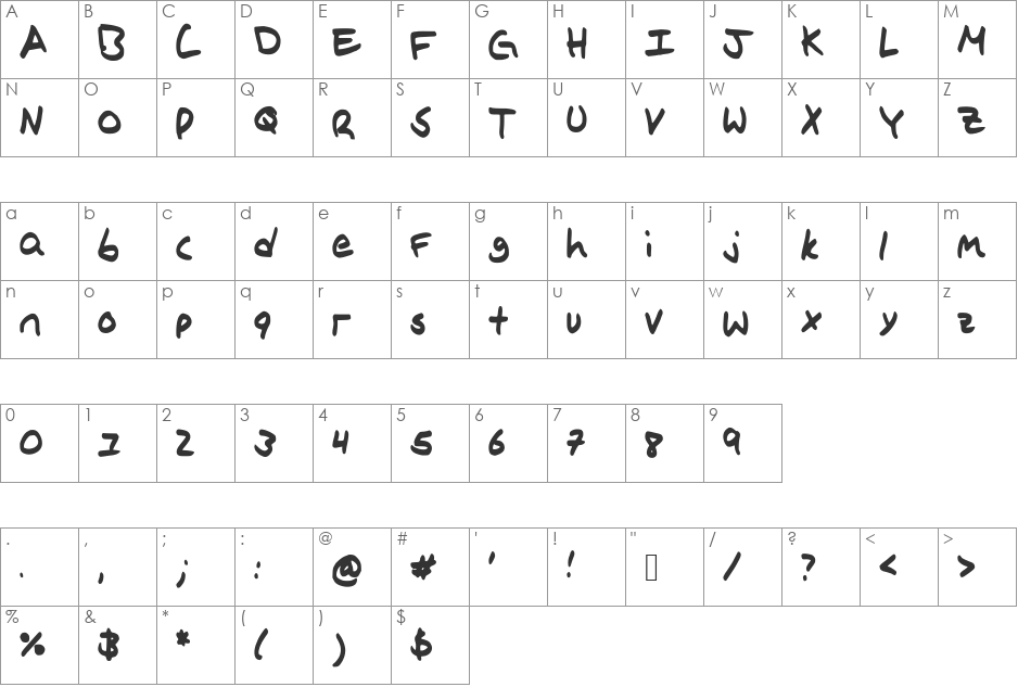 IvysPrinting font character map preview