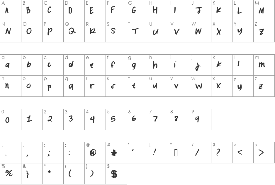 IWalkOnWater font character map preview