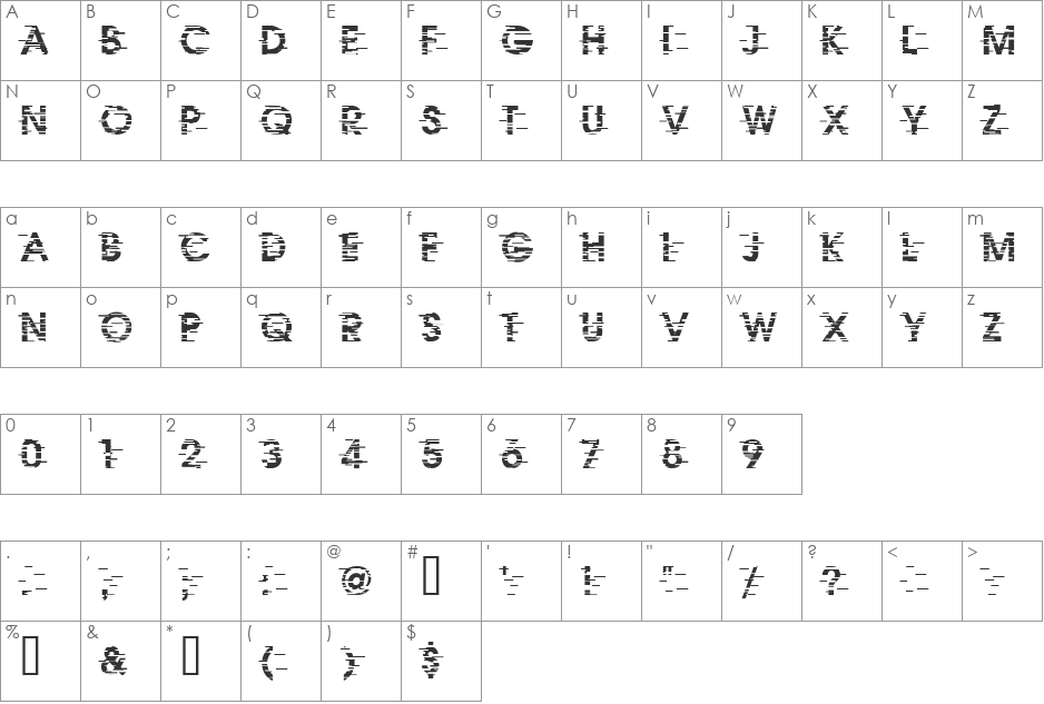 IxatSE font character map preview