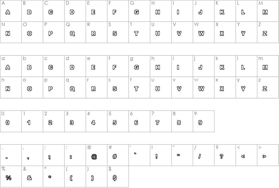 Izolation font character map preview