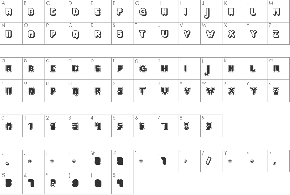 Jabbie Junior font character map preview