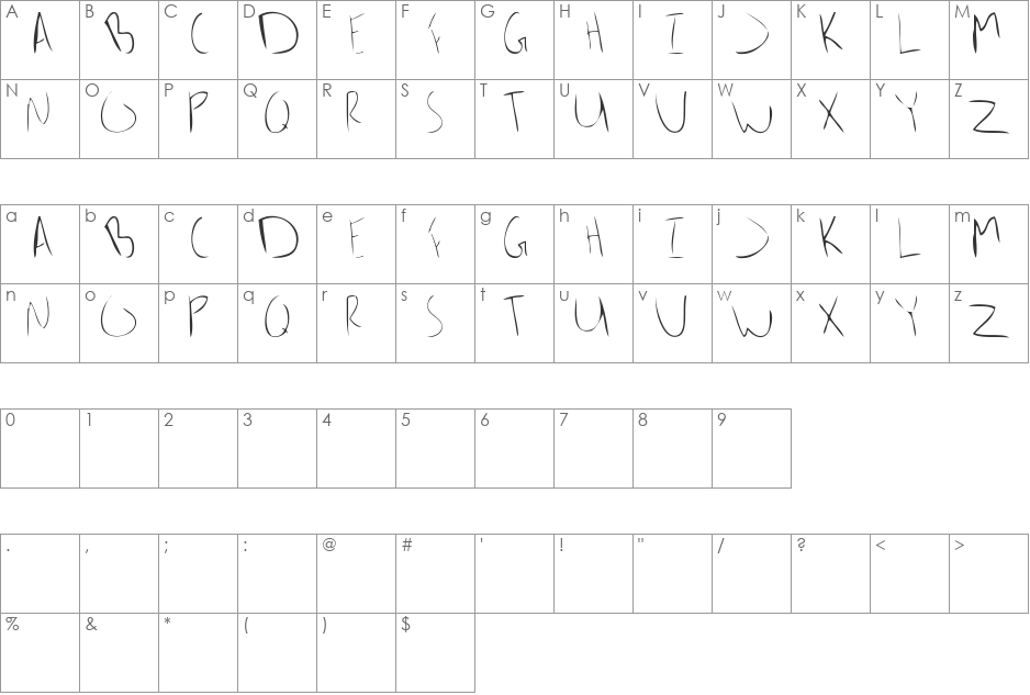 JackAttack font character map preview