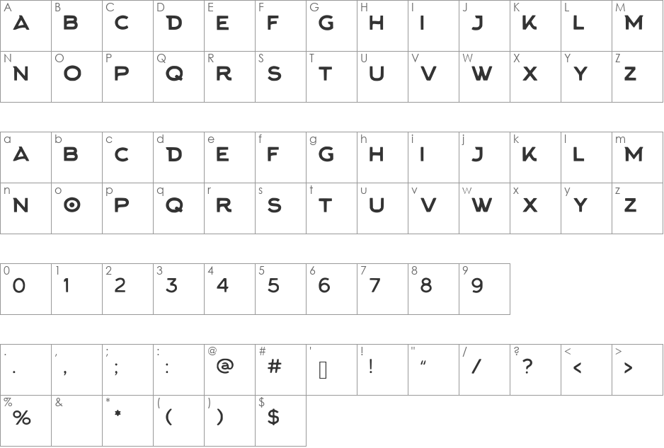 Jacked_Font font character map preview