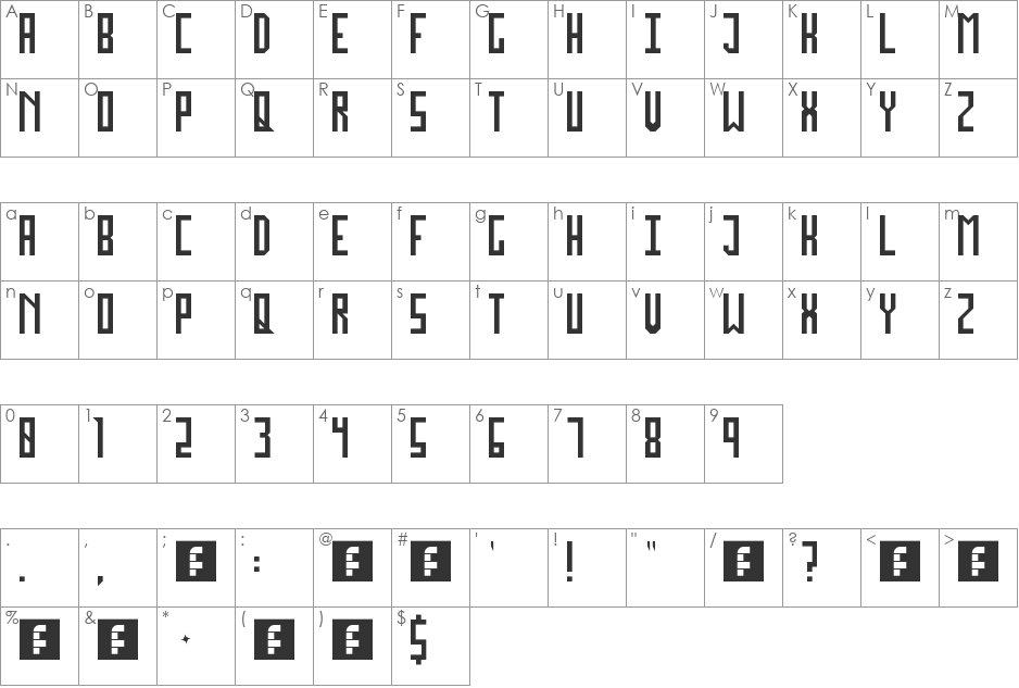 Jacko Mongo font character map preview