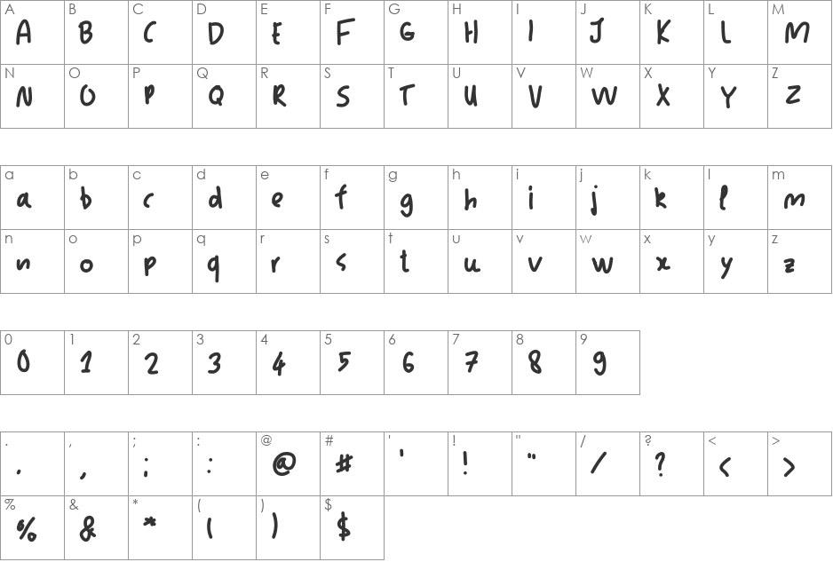 JacksFont font character map preview