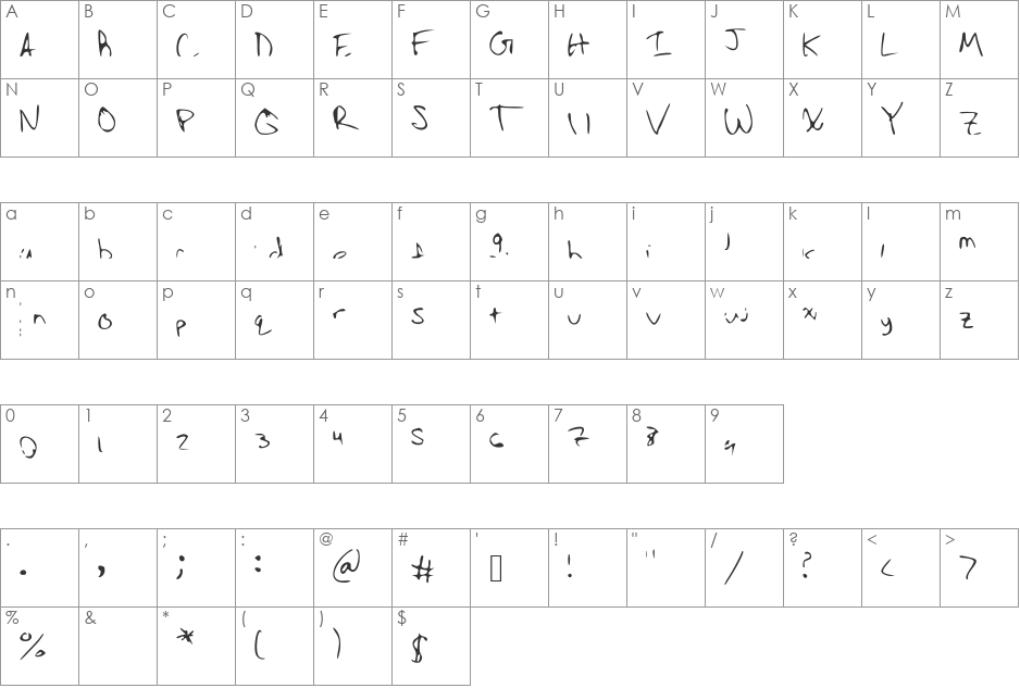 Jackson font character map preview