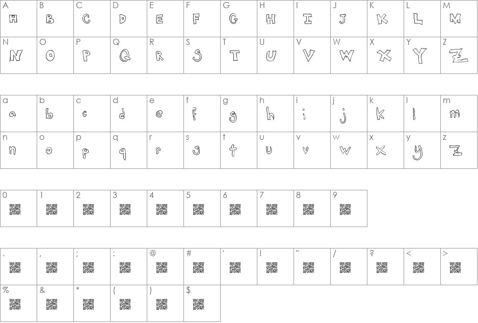 JackTrades font character map preview