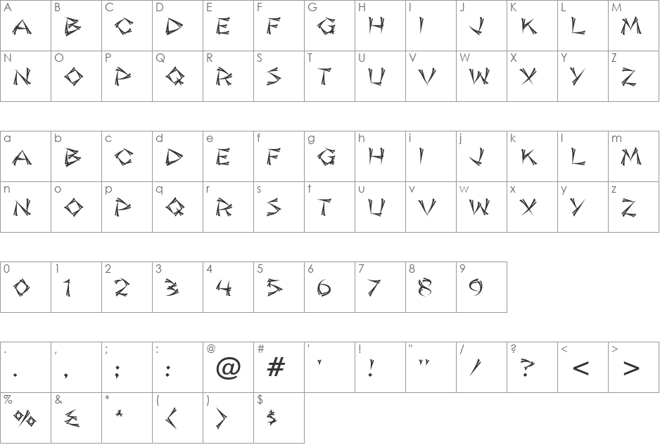 Jade Monkey BTN Split font character map preview