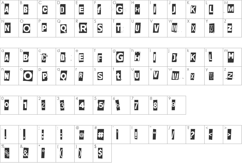 Jadefedgah[8002] font character map preview