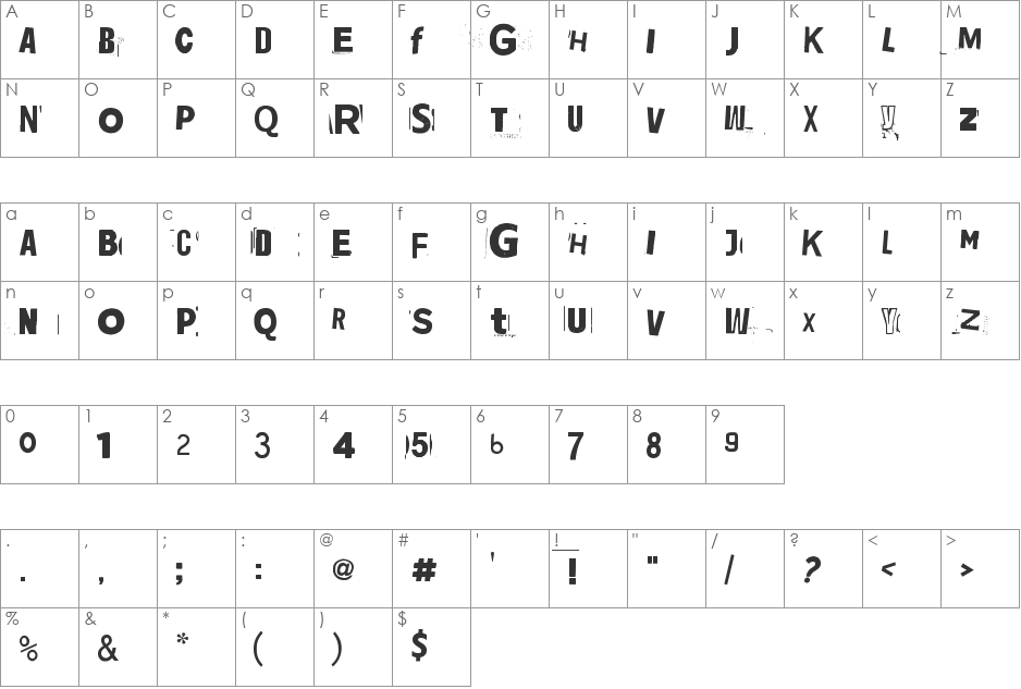 Jadefedgah[80] font character map preview