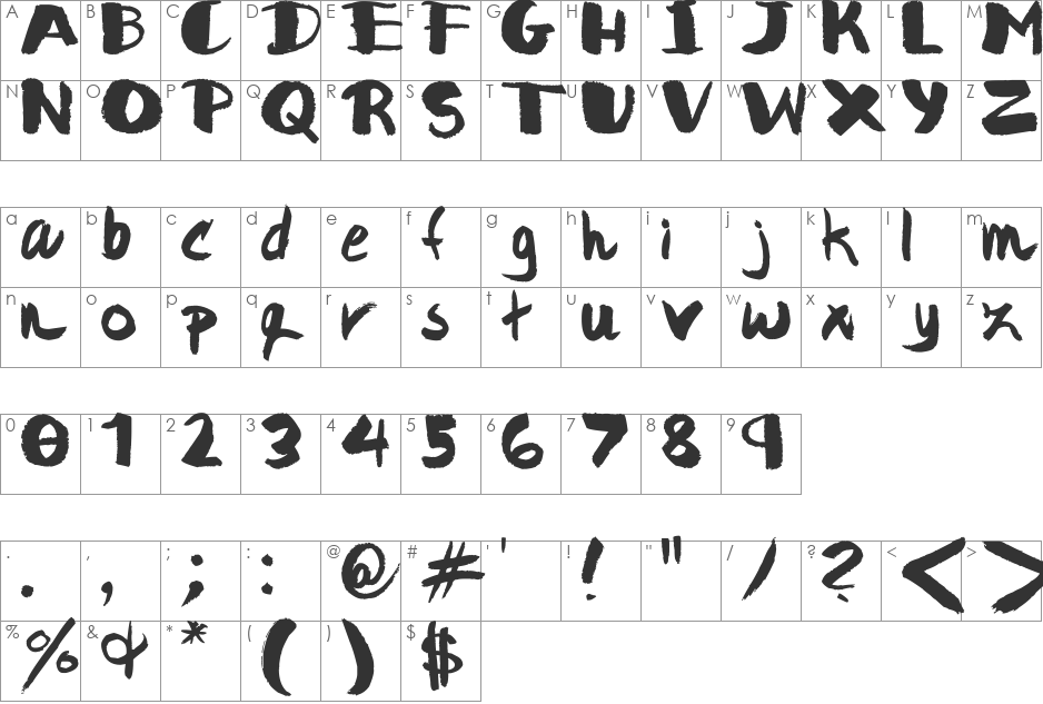 JadeMarkerStyled font character map preview