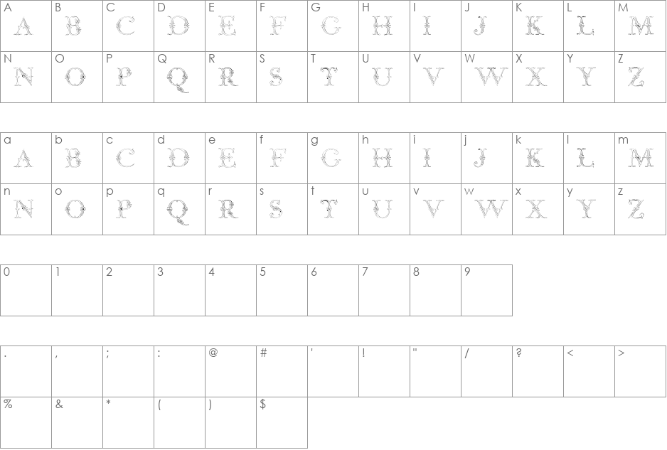 Jaggard Two font character map preview