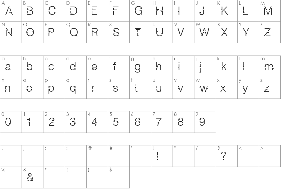 JAKARTA font character map preview