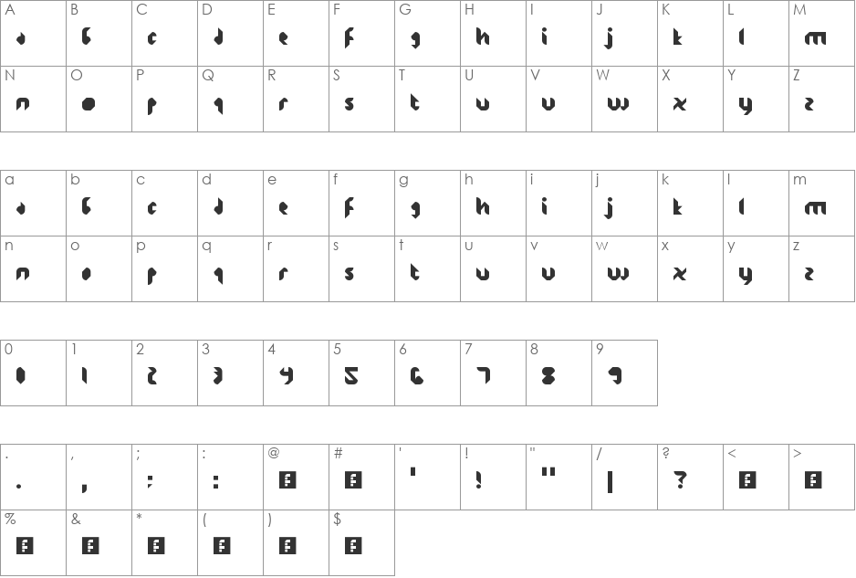 Jakarta Sunken font character map preview