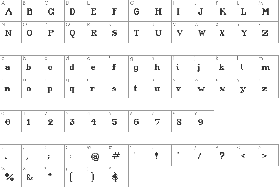 ArpegiusAlias font character map preview