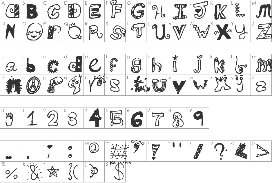 Jamaicafont font character map preview