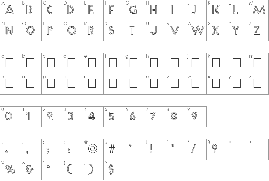 Jambala Caps font character map preview