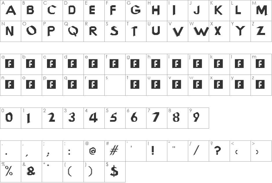 ARQUEO font character map preview