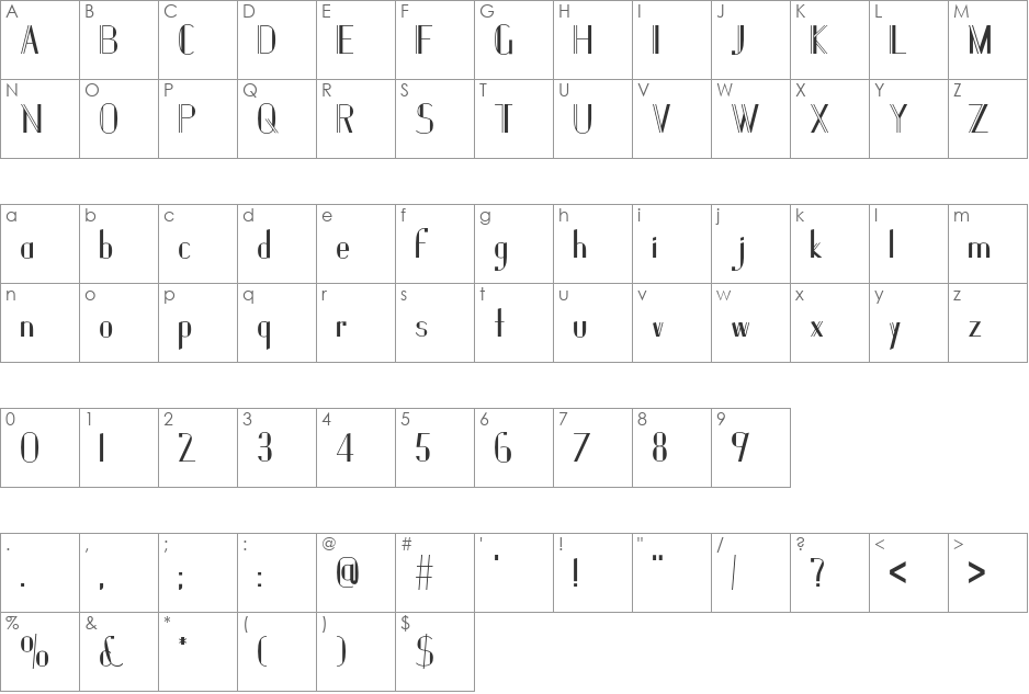 Janesville 51 font character map preview