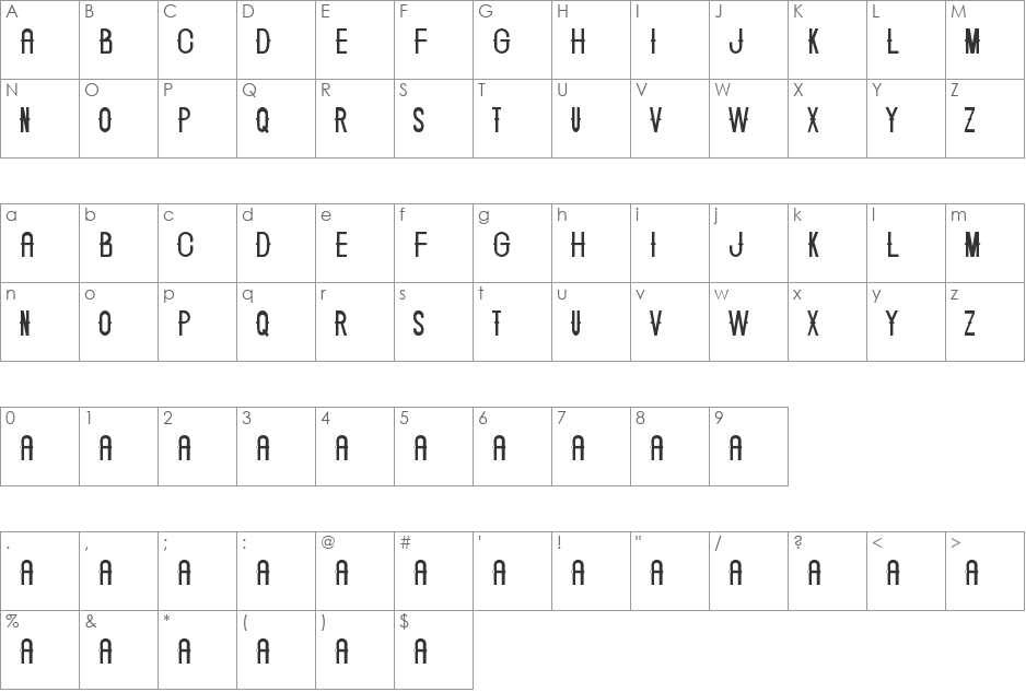 ARROGANO font character map preview