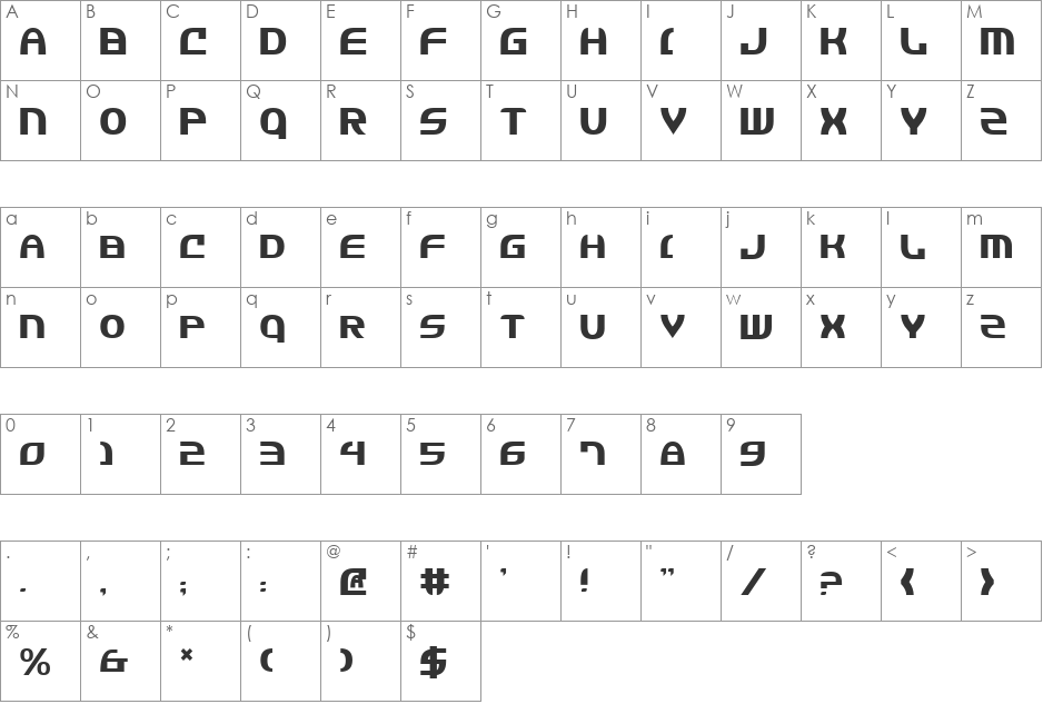 Jannisary Sword Italic font character map preview