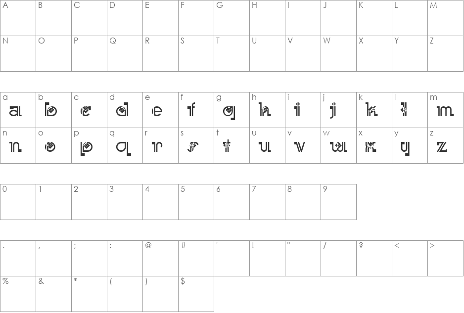 Japan Deko font character map preview