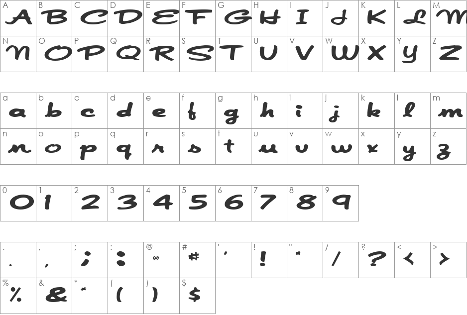 JapanScript911 font character map preview
