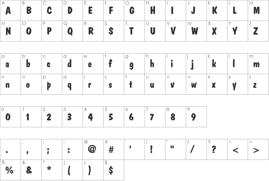 Jargon SSi font character map preview