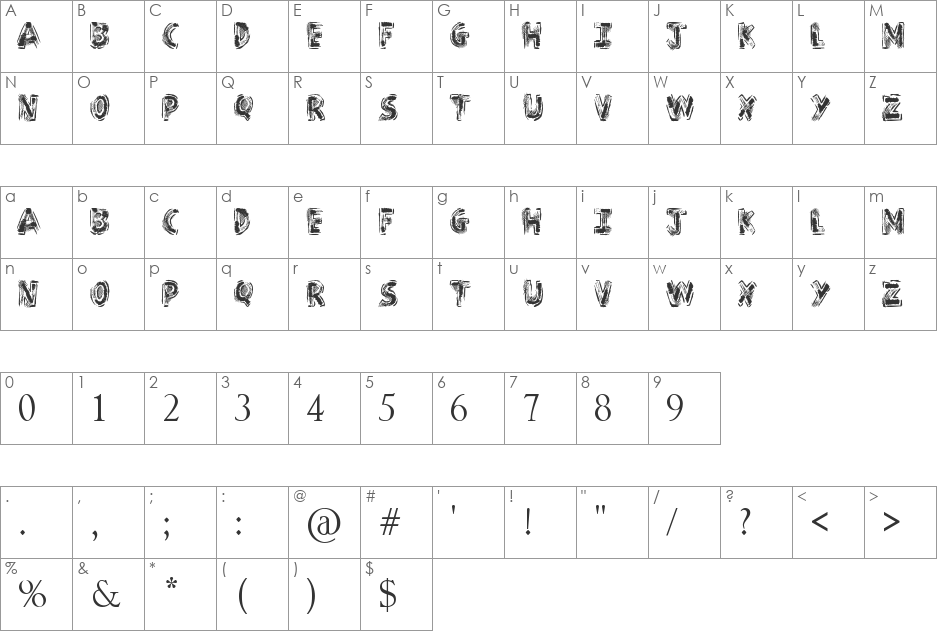 arrowhead font character map preview