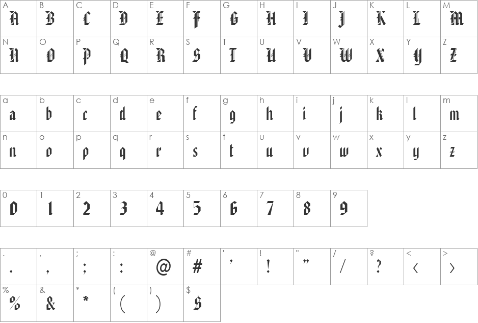 JasmineBecker font character map preview